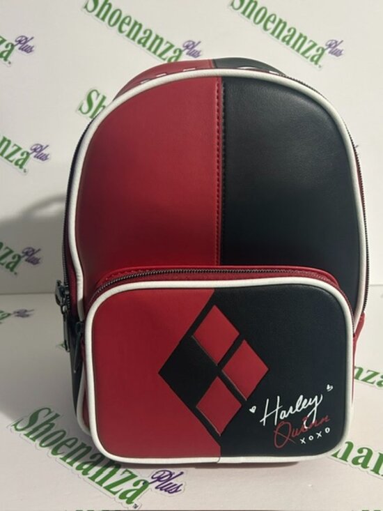 Loungefly Mini Backpack Batman Harley Quinn DC Comics Color Block Red Black Bag main image 6